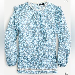 J Crew Flutter-sleeve shirt in shadow stripe floral Size S EUC